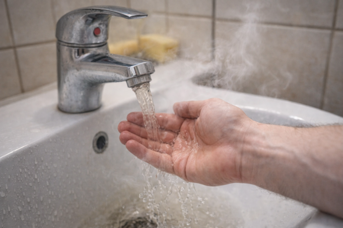 Теплая вода кран